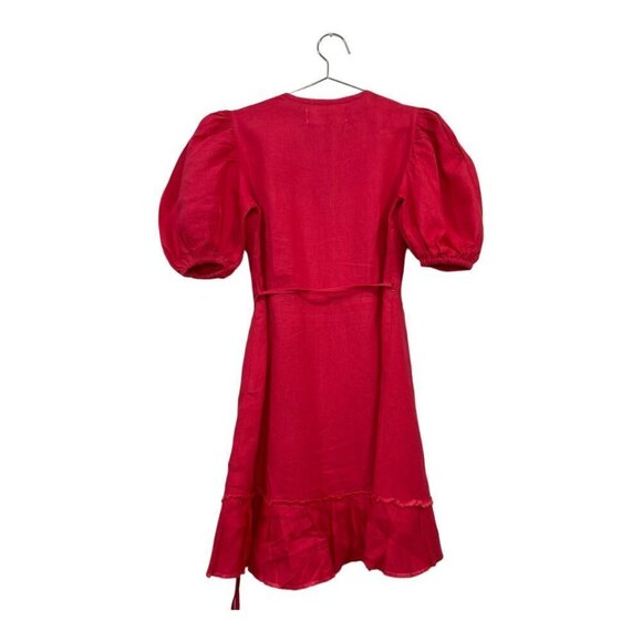 Claude Tulum Emilia Tie Wrap Dress Short Linen One Size - Picture 6 of 12
